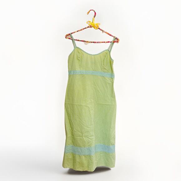 Made In Italy Of Benetton Taglia Plaid Summer Dress Cotton Green Size Small - Picture 1 of 11